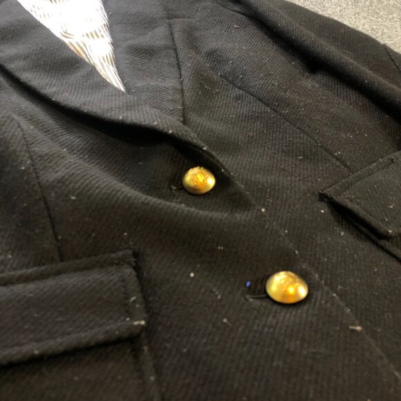 Banana Republic Equestrian Jacket Womens 2 Black Elbow Patches Wool Blend - Picture 4 of 12